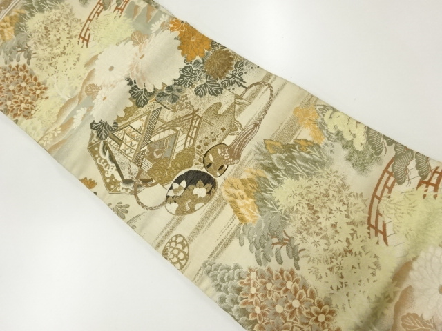 JAPANESE KIMONO / ANTIQUE NAGOYA OBI / WOVEN KIKU